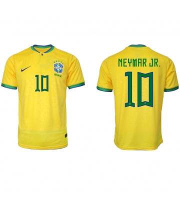 Lacne Muži Futbalové dres Brazília Neymar Jr #10 MS 2022 Krátky Rukáv - Domáci